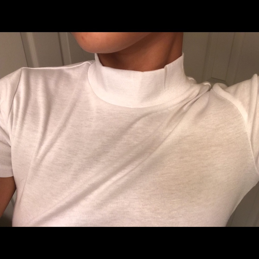 White Turtleneck Crop Top